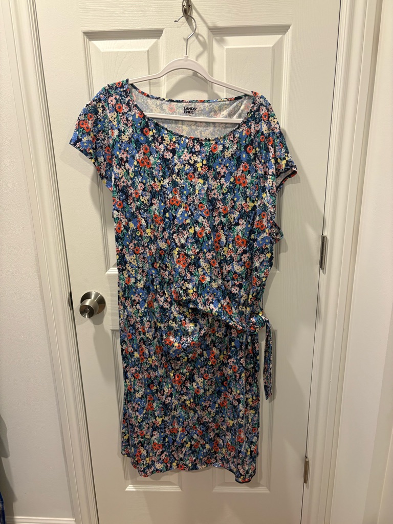 Lands' End Blue Floral Midi Dress